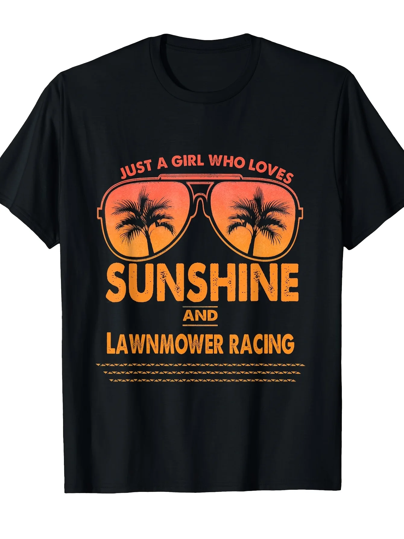 2026 Top PickLocal1pcs Sunshine and Lawn Mower Racing Enthusiast T-Shirt- Fun Lawn Care Theme Printed Top, Soft and Breathable C