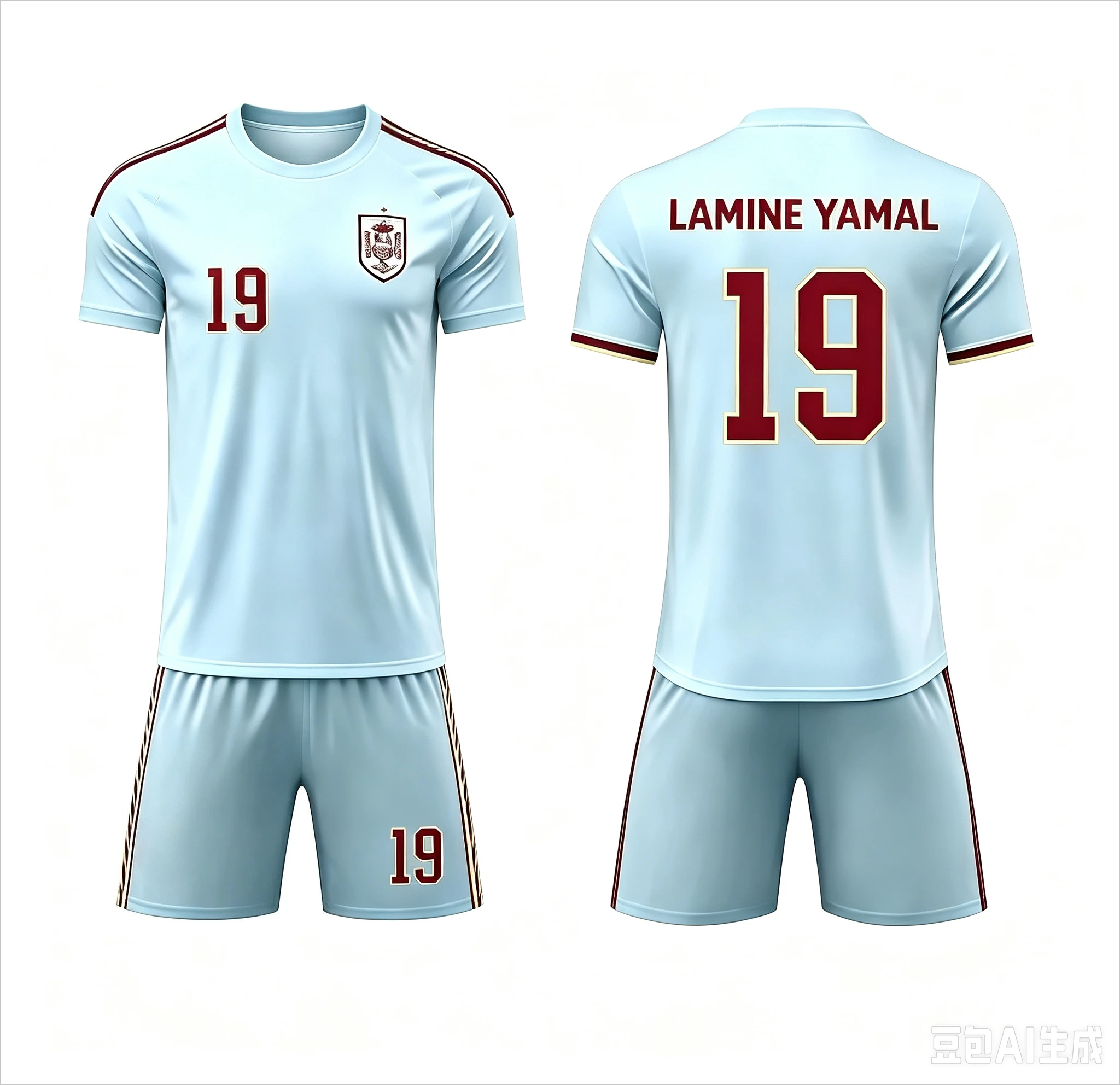 2026 Special Yamal 19 Fußballtrikot-Set (T-Shirt & Shorts), Einzeloberteil Erhältlich, Spanien-Fans 2-Teiliges Outfit für Sommer, für Männer, Frauen und Kinder