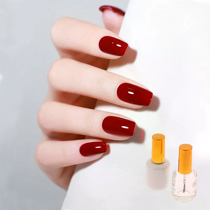 ขวดน้ำยาทาเล็บสีน้ำเงินเข้มขนาด 12 มล. พร้อมแปรง ขวดเปล่าสำหรับเติม ขวดกาว ขวดตัวอย่างขนาดเล็กสำหรับเจลทาเล็บ ขวดแก้ว