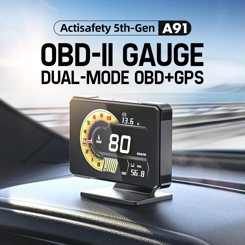 

New 2025 HUD Head up Display Full LCD OBD Meter Modification Tablet Design Simple A91 Voltage Speed RPM Turbo Oil Temp Gauge