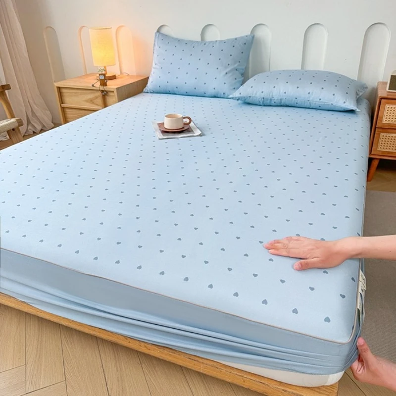 Non-slip and cold feeling Lyocell Tencel anti-cat scratch single mattress bed cover three-piece set