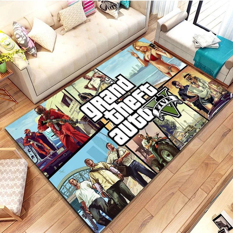 

Grand Theft Auto GTA Game Gamer Area Rug Carpet for Home Living Room Bedroom Kitchen Kids Play Non-slip Floor Sofa Doormat Decor