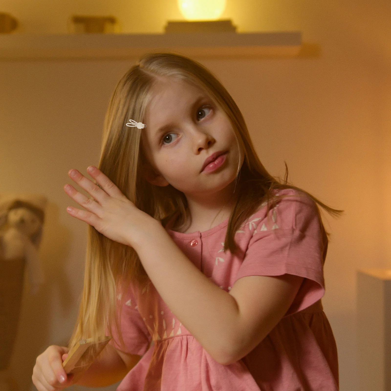 

Adorable Bunny Hairpins for Toddlers Girls Rabbit Ear Design with Faux Pearls Secure Alligator Clip for Short Hair Bangs