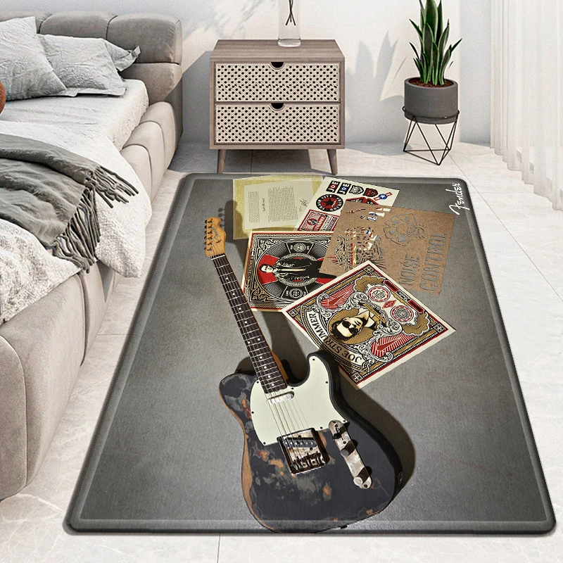 Fender guitar logo print Carpet Kitchen MatEntrance Doormat Bedroom Floor Decoration Living Room Carpet Bathroom Anti-slip Rug