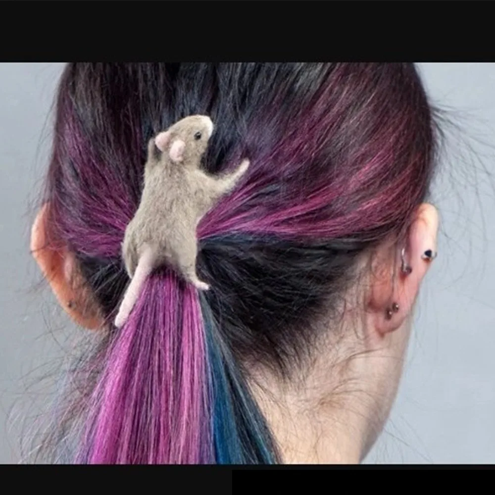 

Новые модные аксессуары, заколка для волос с фетровым животным, новый креативный узор с животным, заколка для волос с белкой и ежаком, повязки на голову с хвостиком, вечерние