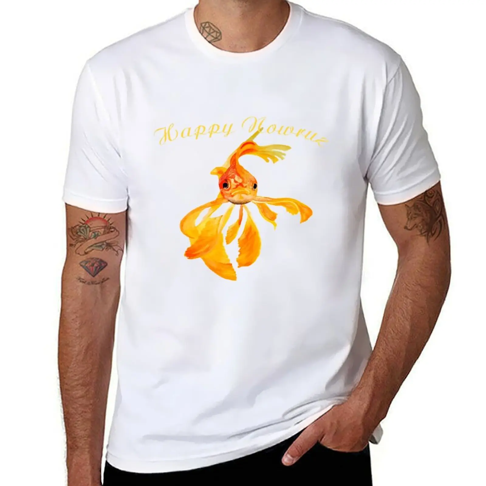 

Happy Nowruz Persian New Year Goldfish Isolated T-Shirt men t shirt cotton 100% t shirt man casual T-Shirt