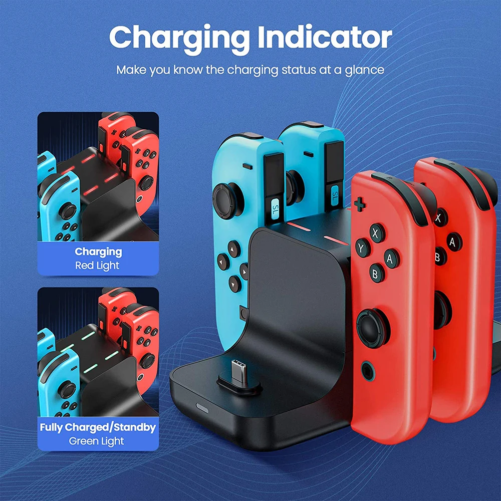 6 في 1 شاحن ل نينتندو سويتش وحدة التحكم Joycon غمبد جهاز شحن محطة ل نينتندو سويتش تحكم حامل اكسسوارات