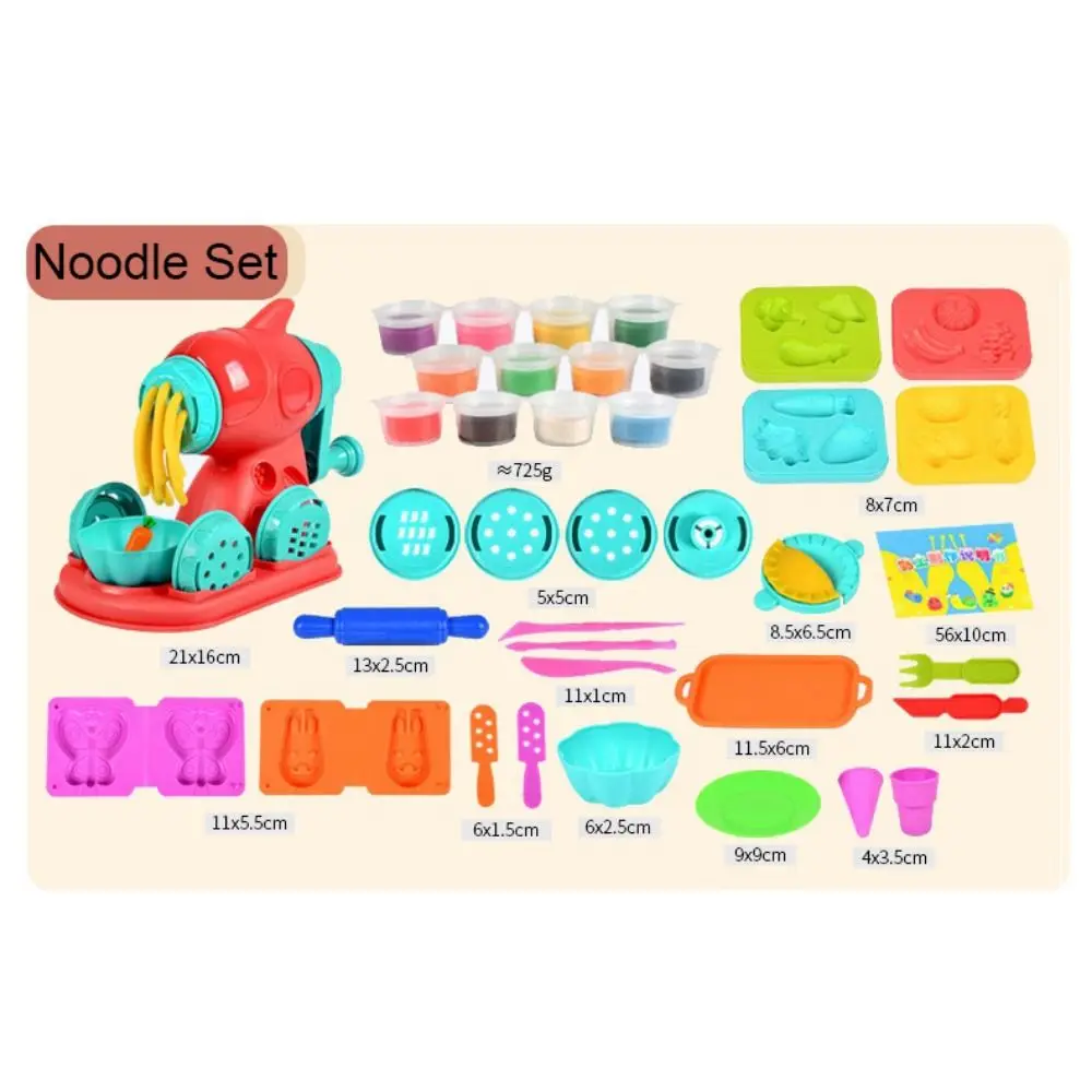 Moldes de argila multicoloridos, conjunto de brinquedos, máquina de macarrão de plástico, simulação de brinquedos de cozinha, máquina de sorvete, acessórios diy