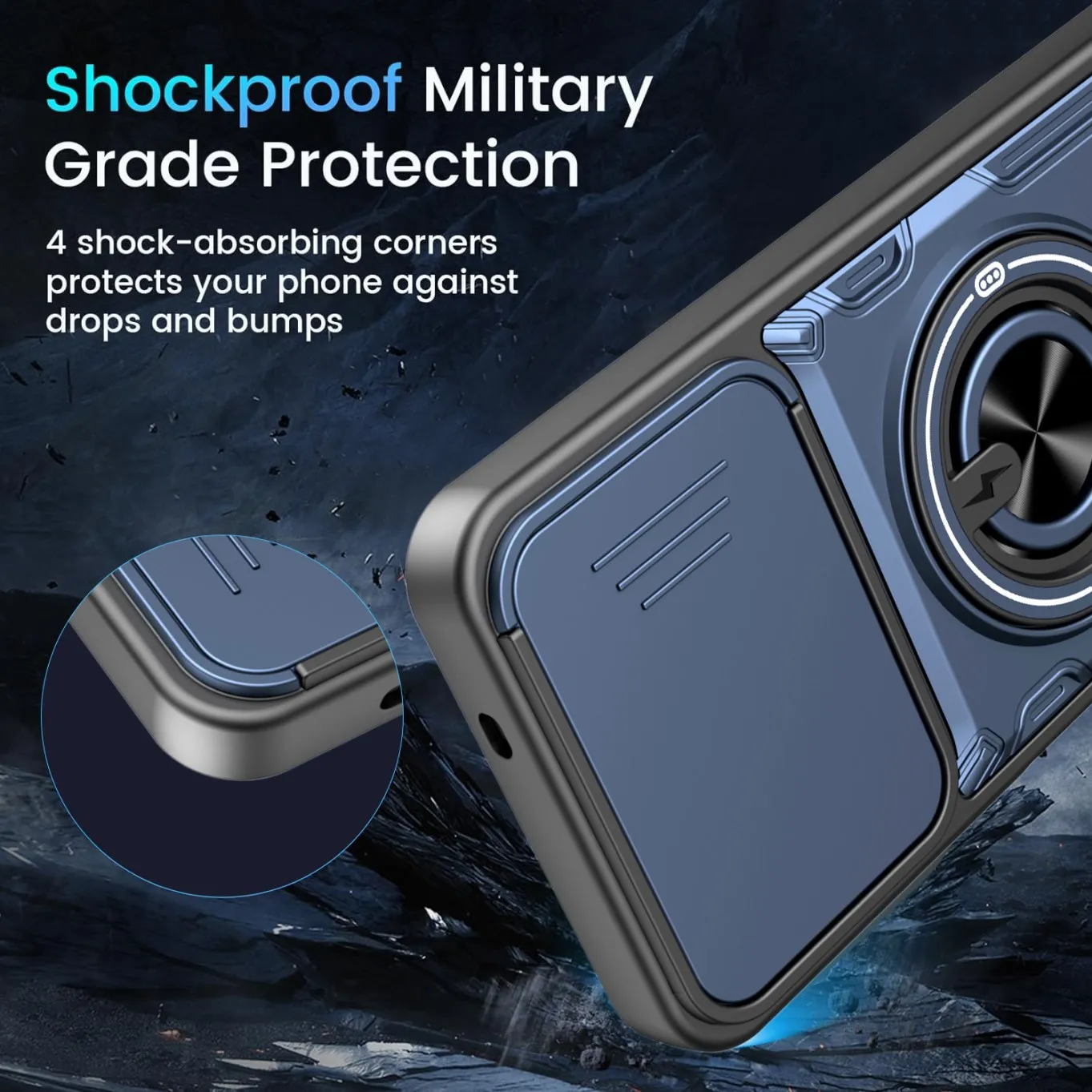 Stoßfeste Schutzhülle für Tecno Spark Go 20 20C 40 40C Pro Plus GO 1 3 POP 8 9 Kameraschutz Magnetring-Ständer-Cover – Detail 3