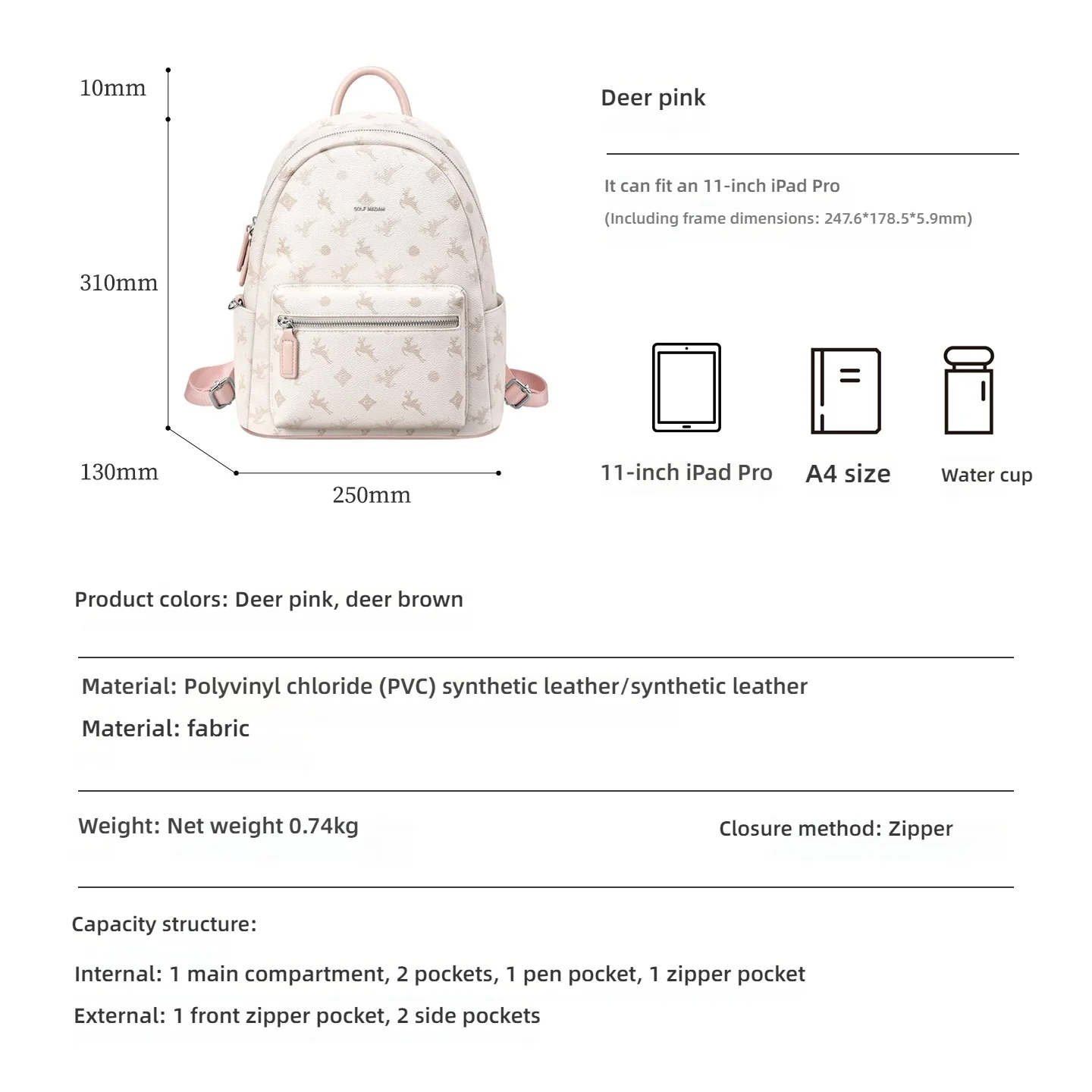GOLF Leather Printed Ladies Backpack for Women 2026 New Fashion Trendy Commuter Bag Casual Dual Strap Backpack  Zipper Closure view 6