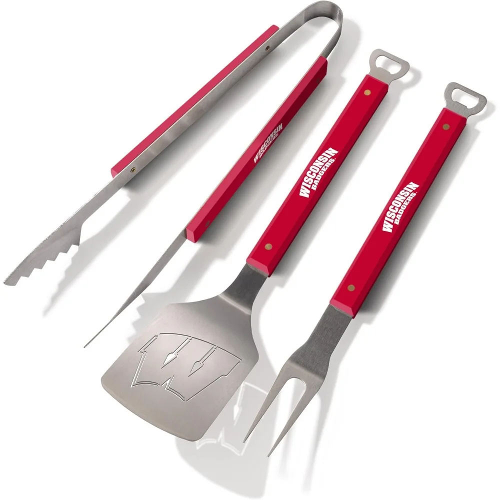 

3-Piece NCAA BBQ Set with Laser-Cut Design, Team-Colored Handles, and Bottle Opener