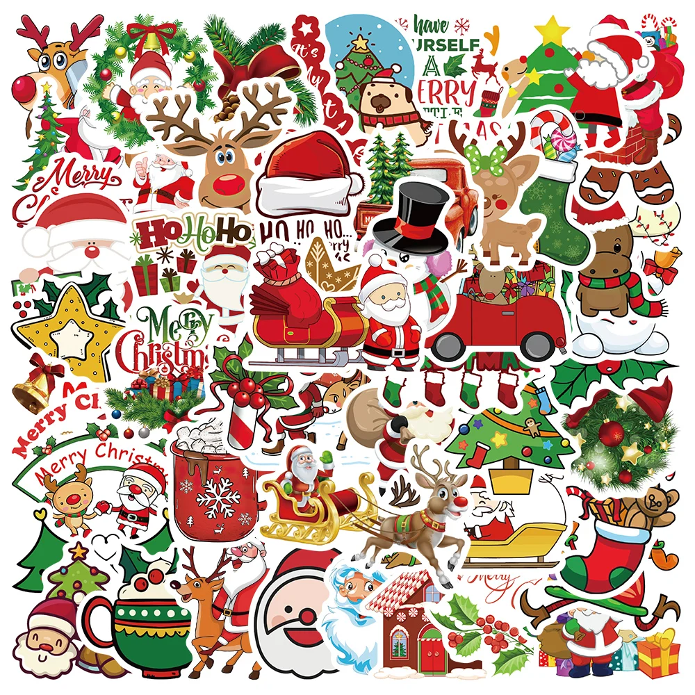 Mix Christmas Santa Claus Xmas Stickers Skateboard Cars Guitar Helmet luggage Laptop Graffiti Stickers Kids Christmas Gifts