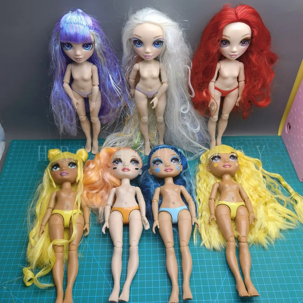 قوس قزح دمية عارية المدرسة المتوسطة للفتيات ، الأصلي متعدد الأنماط هدية المهرجان ، لعب خلع الملابس ، 28 *