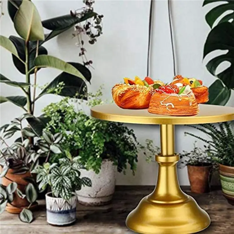 5X Metal Iron Cake Stand Round Pedestal Dessert Holder Cupcake Display Rack Bakeware For Birthday Wedding Party (Gold)
