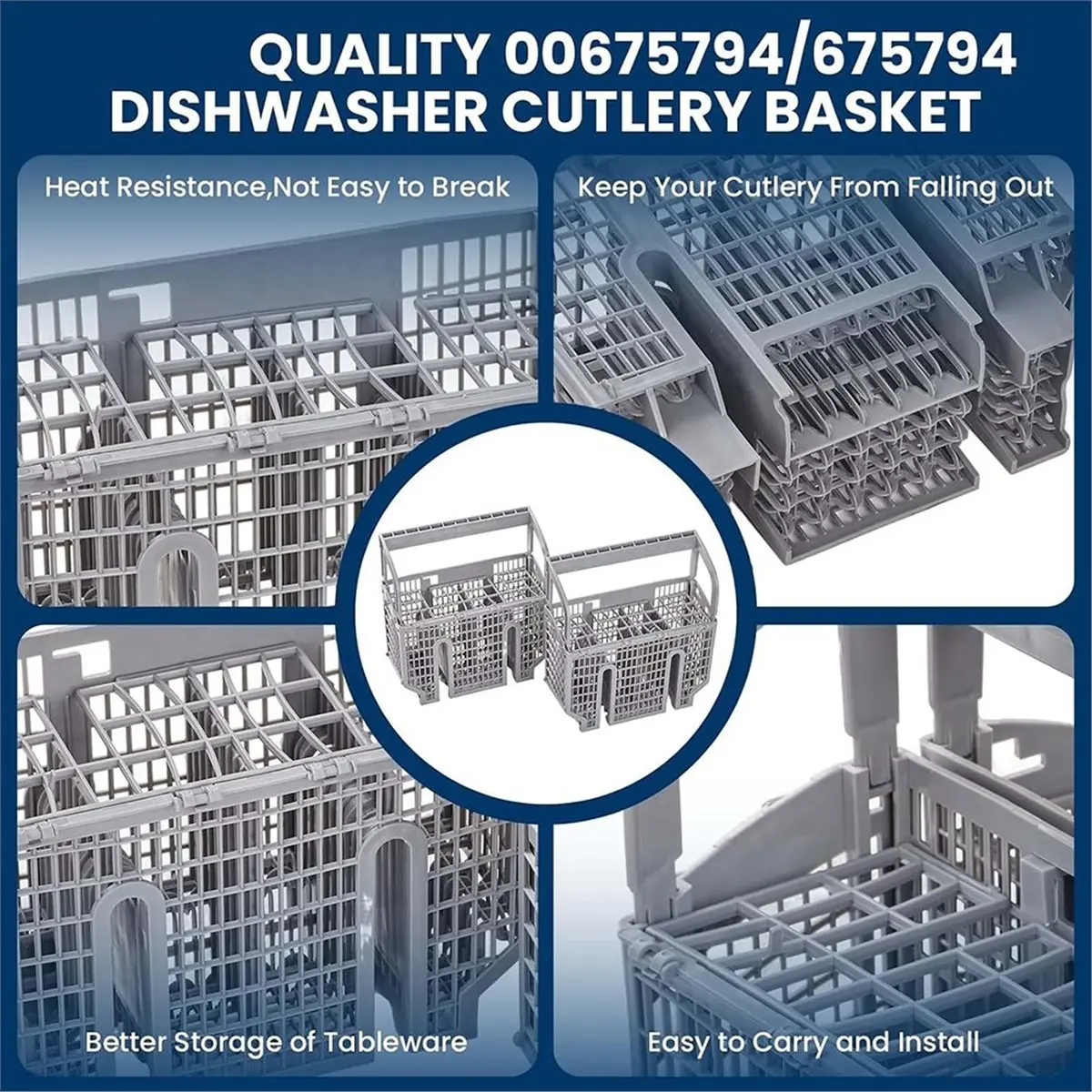 For 675794 Basket Silverware Basket Gray Dishwasher Silverware Cutlery Basket 00675794 9001396277