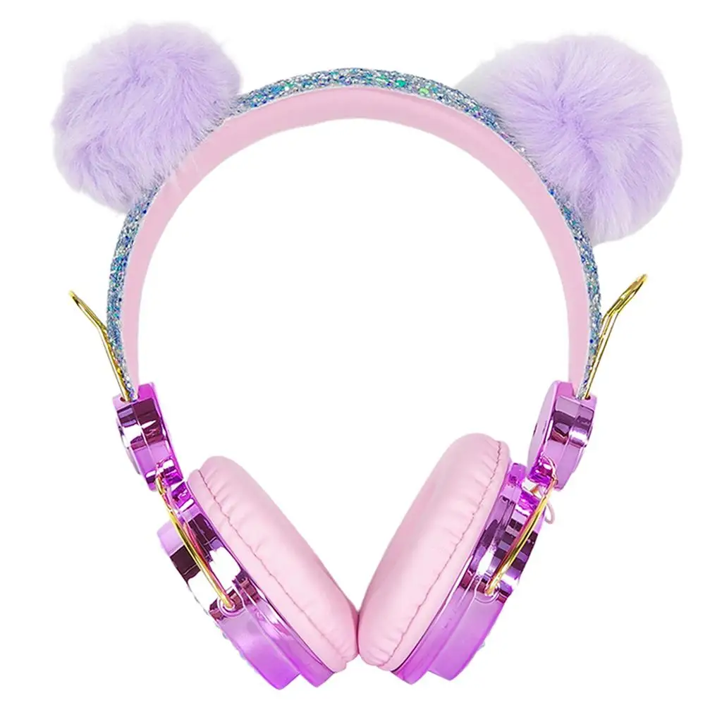 Cute Anime Cartoon Glitter Bear Kids Headphone for Girls Birtay Gift