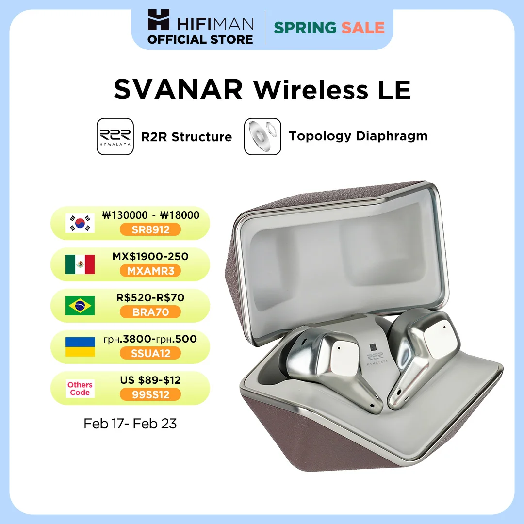 HIFIMAN SVANAR Wireless LE Noise Cancelling Bluetooth in-Ear Hi-Fi Earphones with Hymalaya DAC, Topology Diaphragm Driver, IPX5