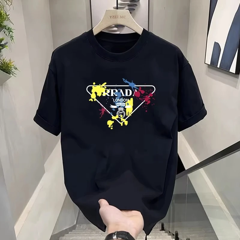 

25. модные мужские и женские футболки с принтом, футболки из чистого хлопка, дышащие уличные красивые модные топы