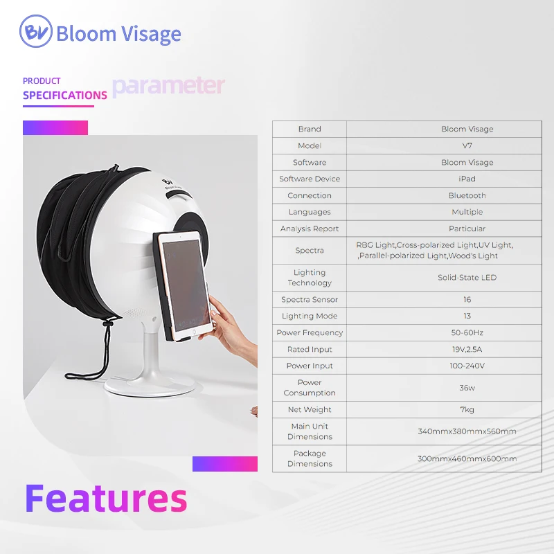 Spa Facial Professional Face Analizador De Piel  Analysis Machine Facial Skin Analyzer Skin Scanner Analysis