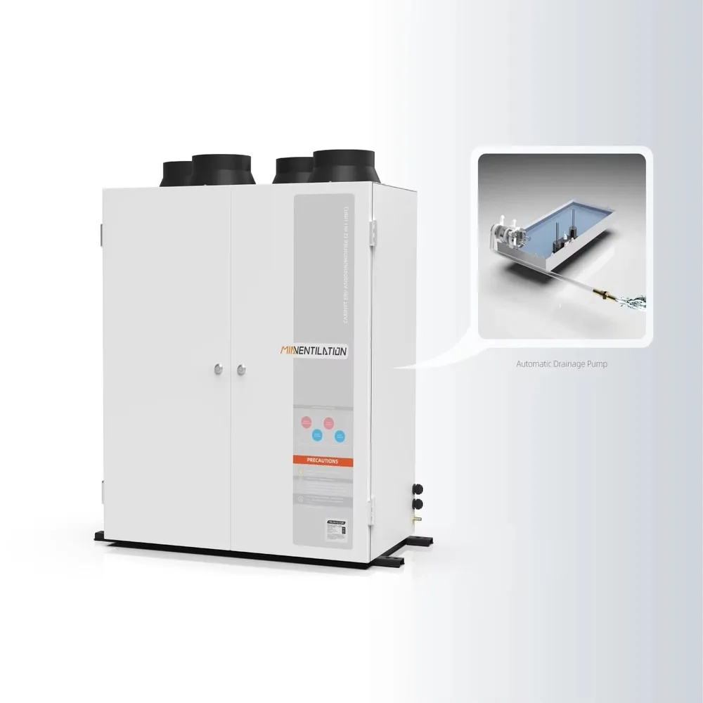 CE Certified 500m3/h 58L/day Square Outdoor Heat Recovery Ventilator Recuperator OEM Basement Dehumidifier with TUYA APP