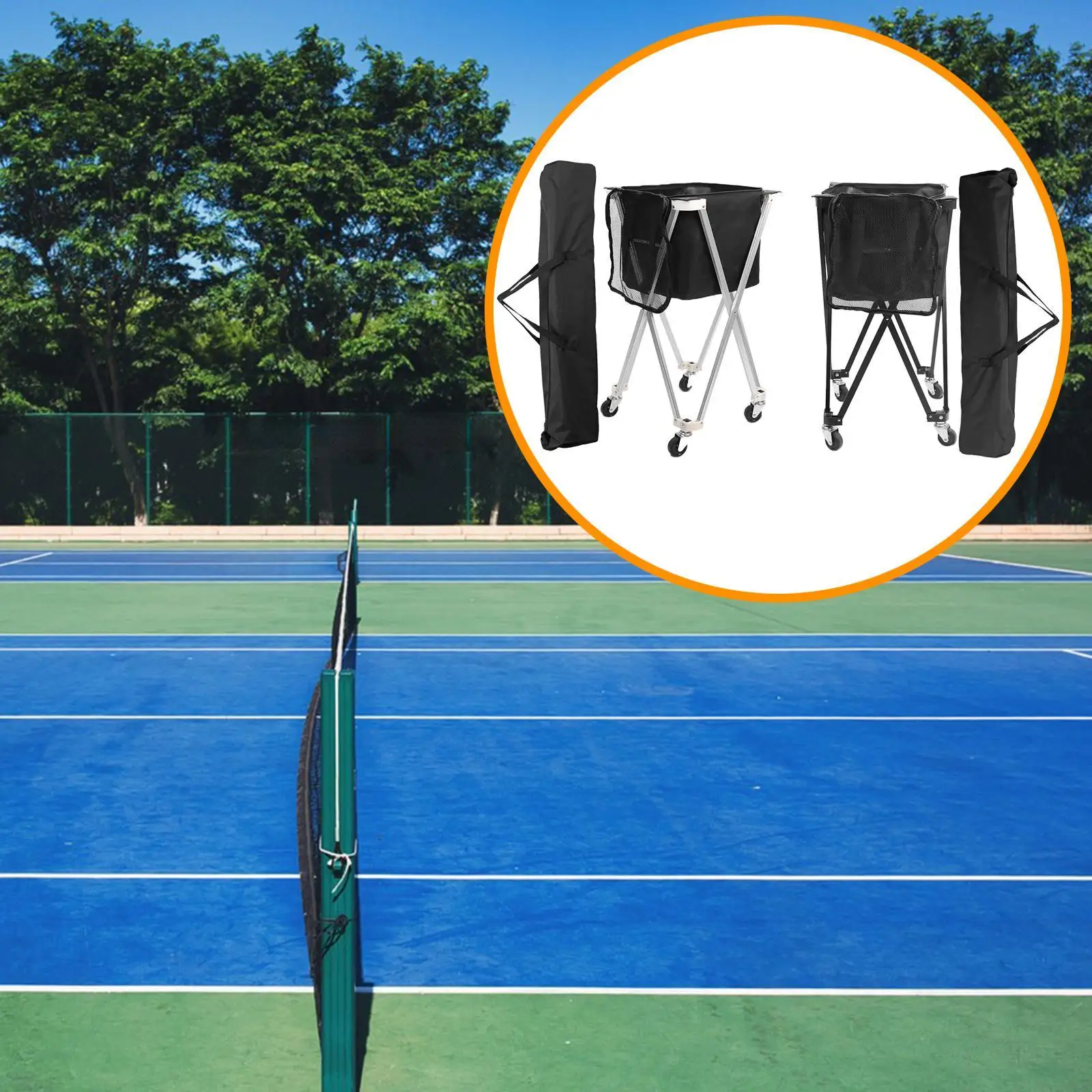 

Portable Tennis Ball Cart Collector Storage Basketball Coaching Cart Practical Movable Sports Teaching Cart for Playroom Gyms
