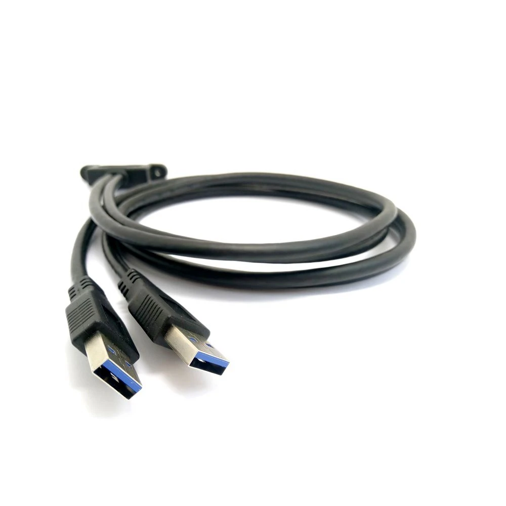 Fixed dual USB3.0 male to female extension cable with screw hole dual USB2.0 adapter cable