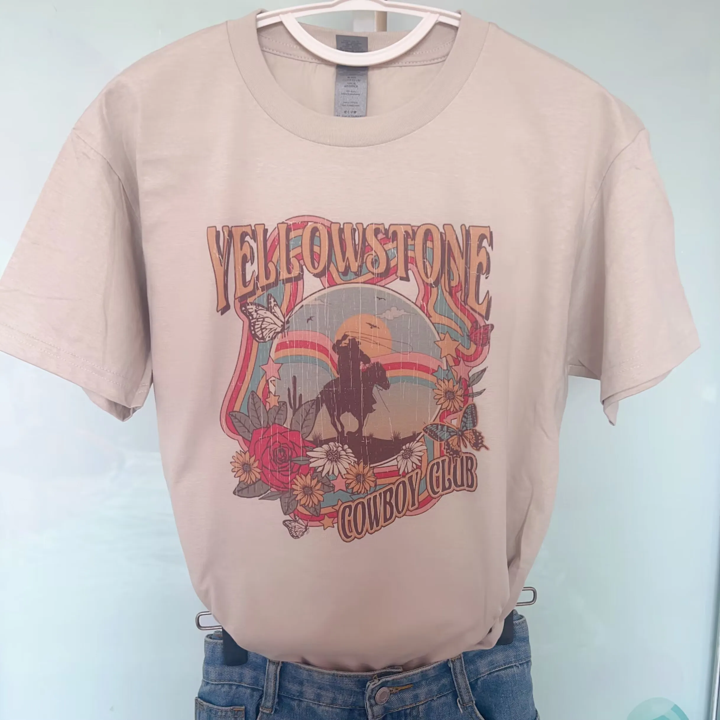 YellowStone Tshirt Western Tshirt  Flower  Print T Shirt Country Music Graphic T Shirts  Women T-shirts Retro Wallen Shirt Tops