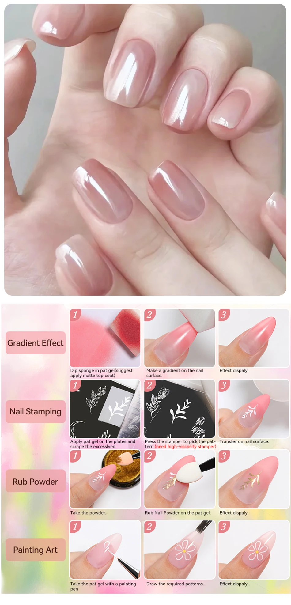 UR SUGAR 9 Farben Pat Painting Gel Nail 4 In 1 Semi Permanent Soak Off UV LED Nails Wird für Farbverlaufsstempelmuster verwendet – Detail 10