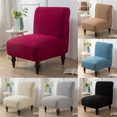 1PC Plaid Accent Armless Chair Cover Nordic Stretch Single Sofa Slipcovers Anti-dirty Non-slip Fat Chair Cover for Bar Hotel