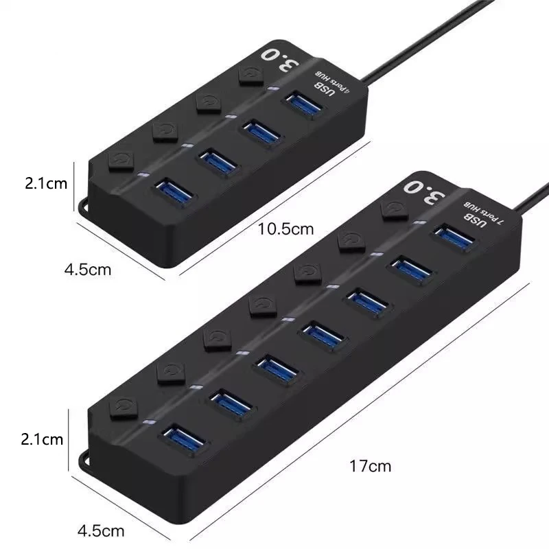 JUMPEAK 4 منافذ 7 منفذ USB Hub USB3.0 المتوسع محطة الإرساء الفاصل مع محول الطاقة مع التبديل لأجهزة الكمبيوتر المحمول متعدد الأجهزة