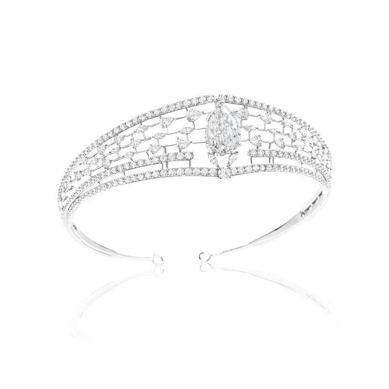 Bellux White Water drop White Full Diamond Crown Hair Accessories Artificial Gemstone 2025 Luxury Wedding Jewelry Crown
