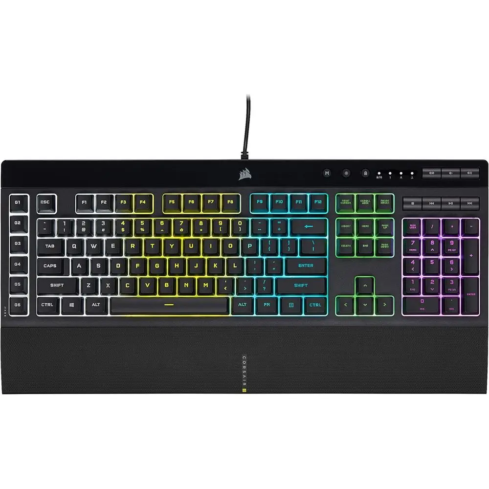 RGB Pro Wired Gaming Keyboard - IP42 Dust & Spill-Resistant - 6 Removable Keys - iCUE Compatible - QWERTY Layout - Black