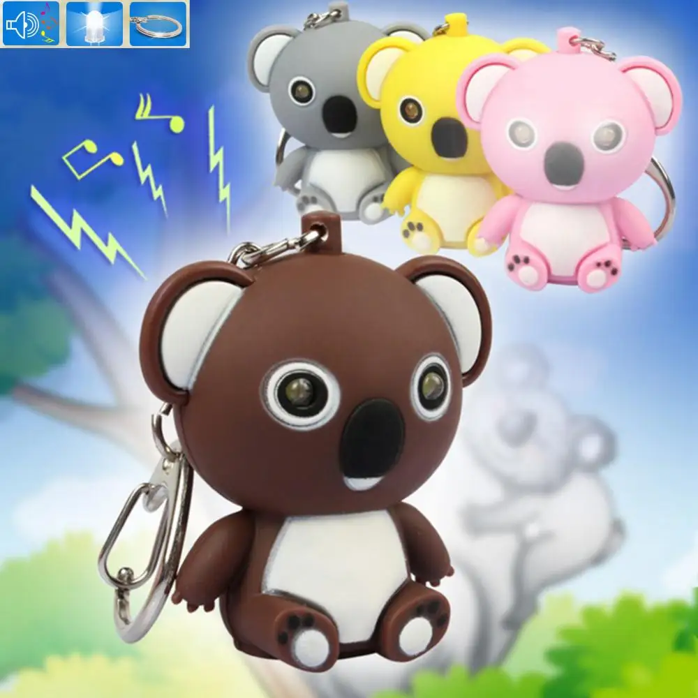 Cartoon Koala LED Sound Keyring Car Key Chain Handbag Hanging Decor Gift Toy Keychain Key Chain for Women Men