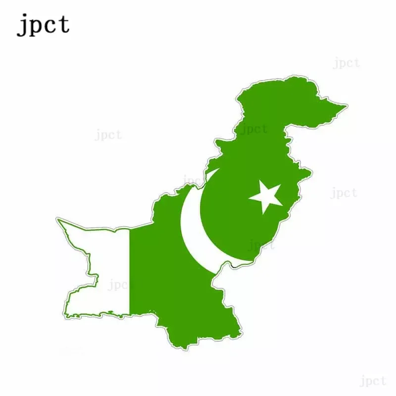 

JP personalized creative Car Decal for Pakistan flag map bicycle waterproof sunscreen UV proof sticker PVC, 13cm * 7cm