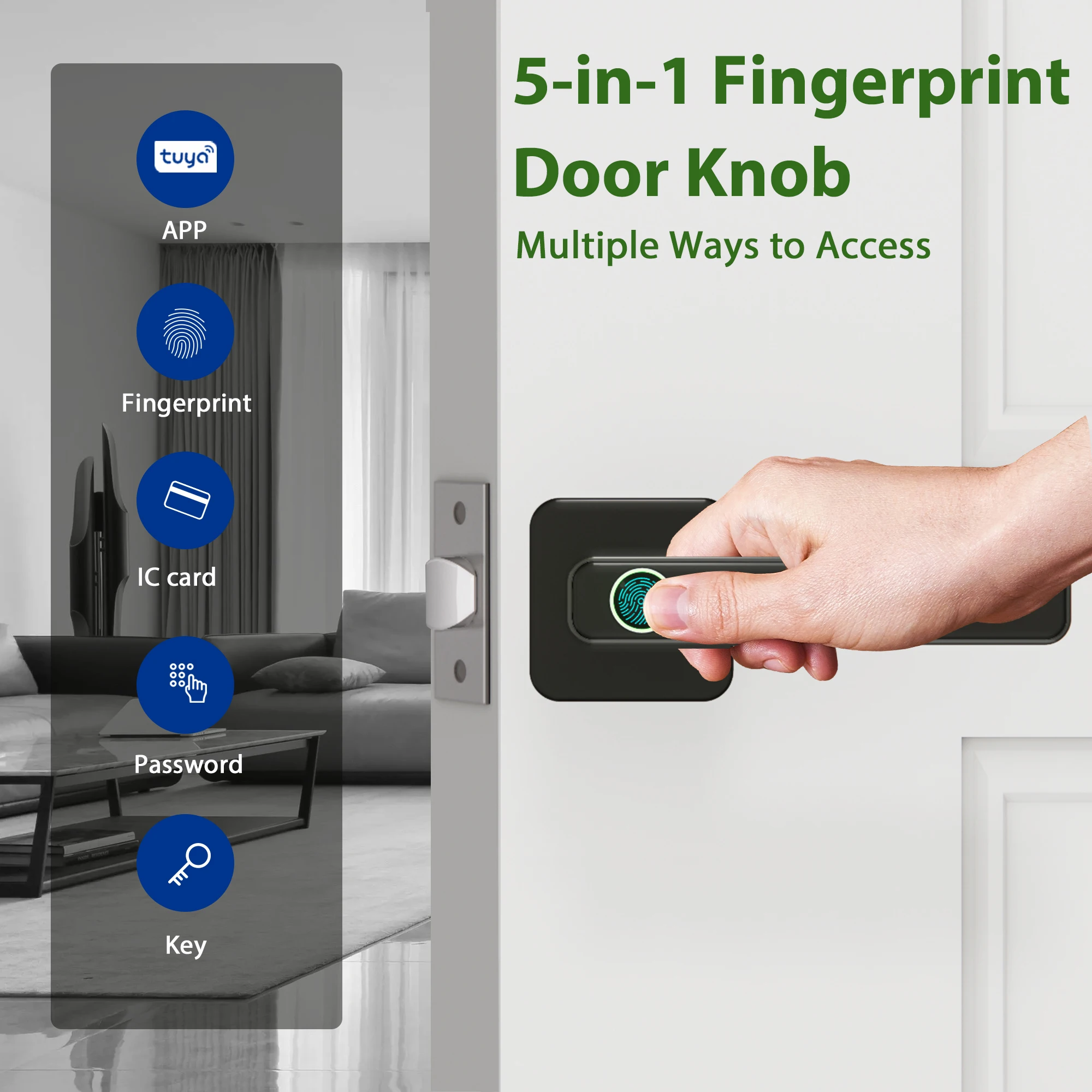 

Fingerprint lock Biometric door handle Smart Password Electric Digital Lock Tuya Keyless Security Door Knob for Home