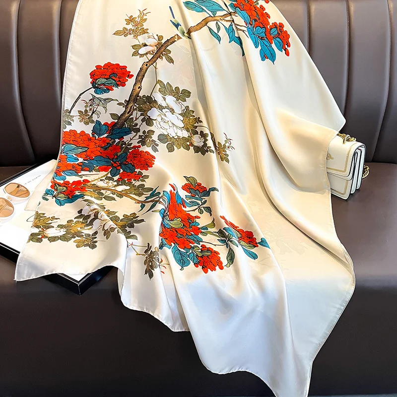 180*90cm Luxury Brand Women Summer Silk Scarves Shawl Lady Wrap Soft Female Europe Designer Beach Bandanna foulard muffler pareo