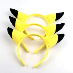 Pikachu Anime Hair Accessories Pikachu Headband Cute Ears Hairband Plush Doll Headgear Play Selfie Customization