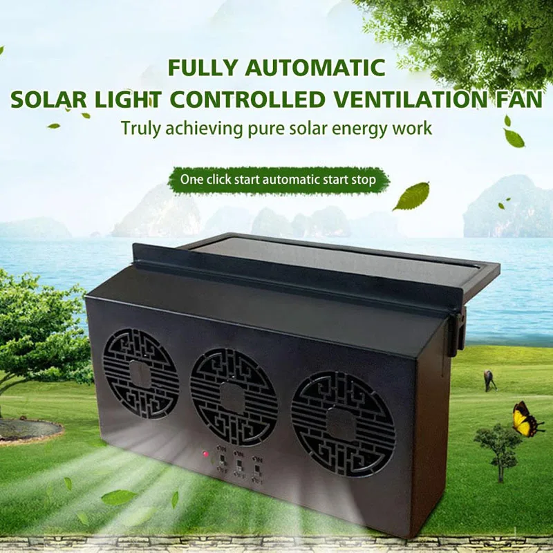 Summer Car Fan Solar Powered Exhaust Fan Car Auto Ventilation Cooling System Radiator Car Interior Energy Saving Cooler