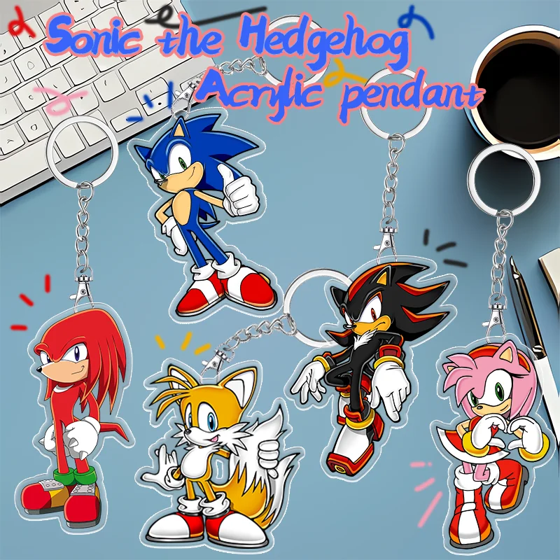 6cm Anime Sonic The Hedgehog Key Chain Accessories Bag Pendant Peripheral Acrylic Key Ring Holiday Fan Collection Friend Gifts