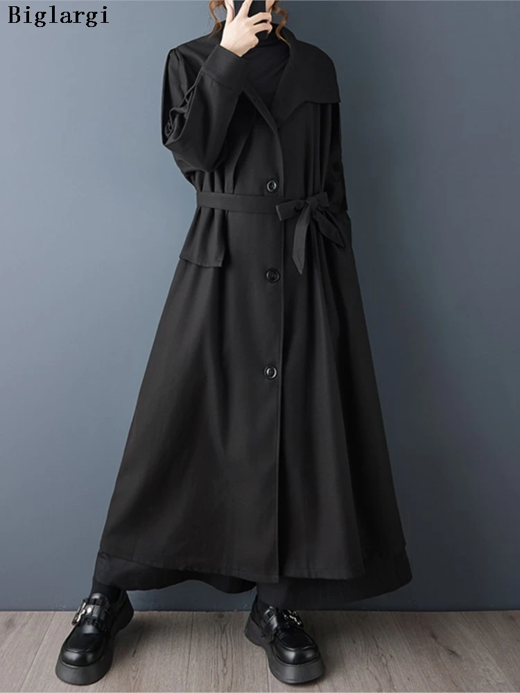 

Oversized Autumn Winter Long Trench Coat Women Loose Casual Fashion Ladies Windbreak Jackets Long Sleeve Woman Trench Coats