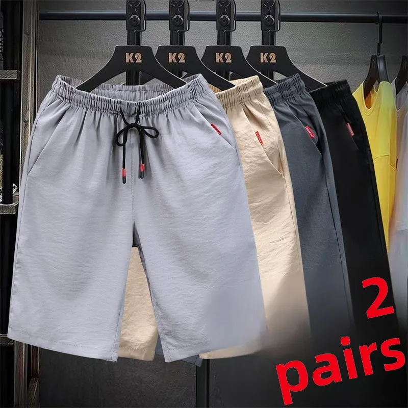 

Casual Sports orts for Men Thin Summer Loose Breathable Linen Ice Silk Pants Outdoor Wear Trendy Mid-Length Youthful Energy...
