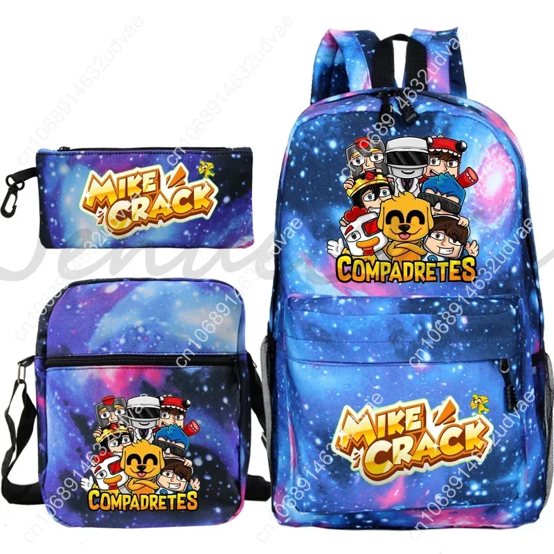Mikecrack School Backpack 3pcs/set Students Boys Girls Anime Knapsack Children Zipper Schoolbag Shoulder Bag Pencil Case gift