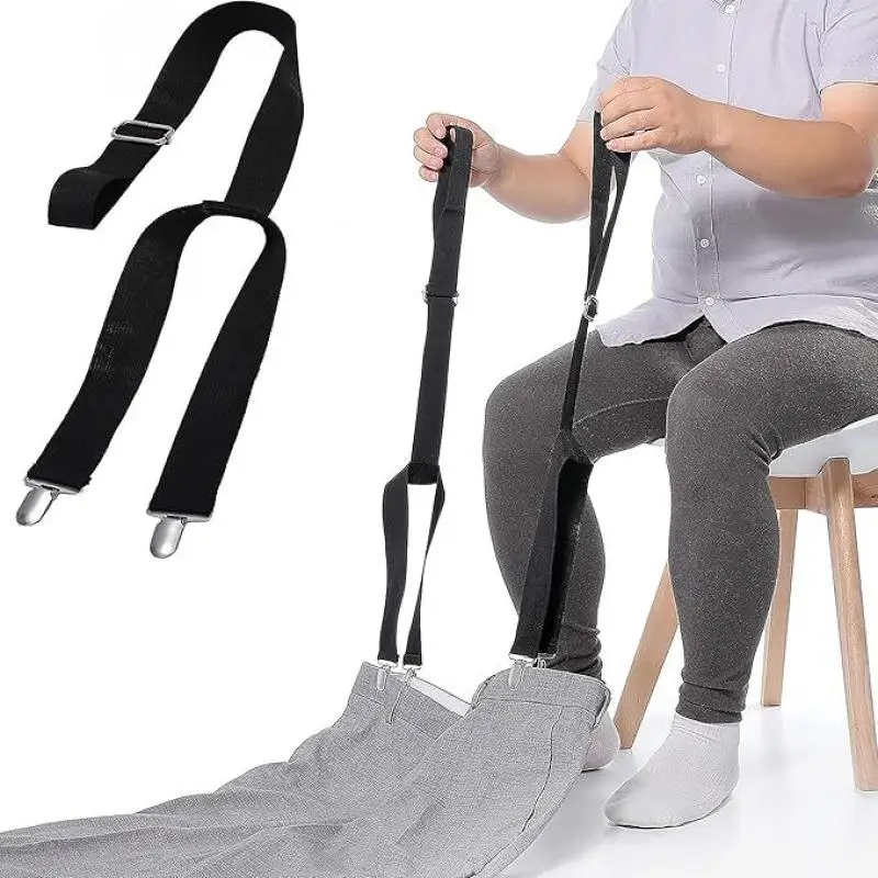 Pants Dressing Aid Device Metal Clip Adjustable Trouser Pulling Helper Pants Wearing Assist Tool Foldable for Elderly Seniors