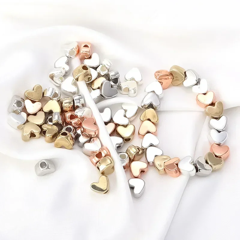 Fashion 50 Pieces 10mm Plastic Pentagram Heart Copper Coated Beads Charms Beads for Diy Earring Necklace Jewelry Accessories