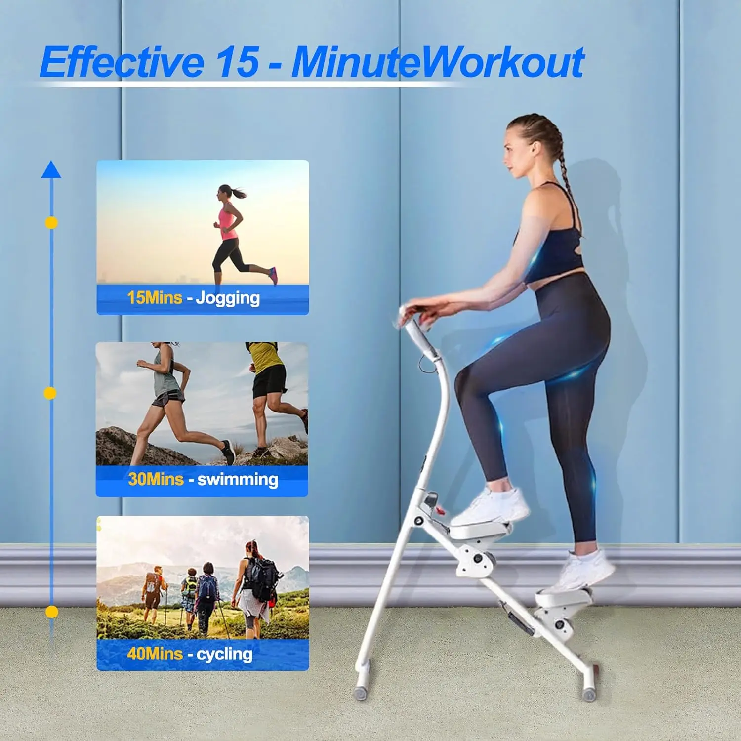 Stair Stepper Home Fitness Vertical Climber Workout Machine Full-Body Stable Frame Adjustable Stair Climber with Counter