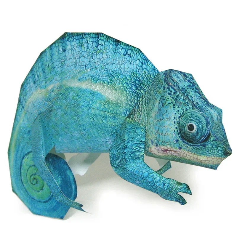 Panther Chameleon Paper Model Realistic Animal Mini Cute 3D Papercraft DIY Kids Adult Handmade Origami Art Craft Toys WE-016