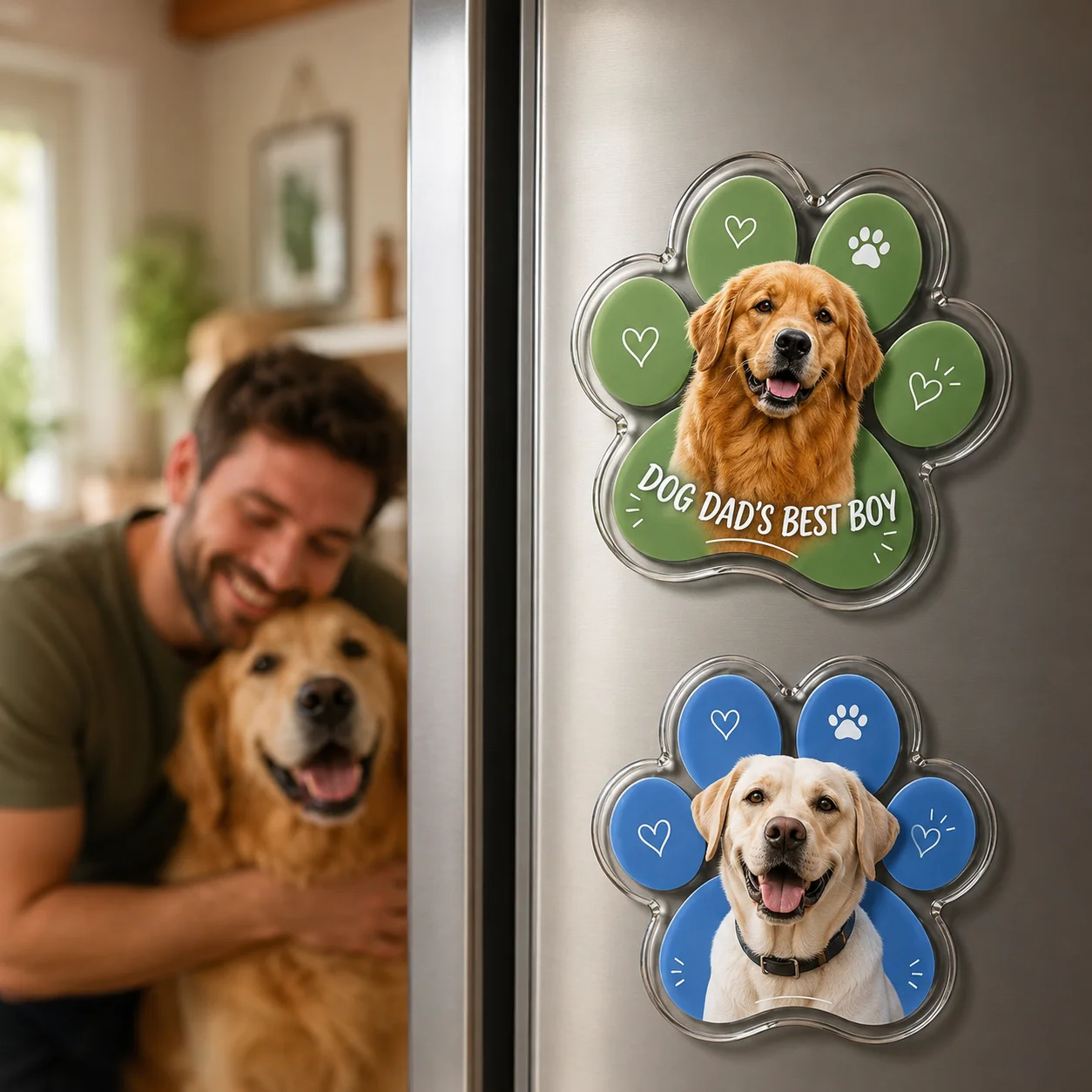 Custom Paw‑Shaped Dog Fridge Magnet Cute Printed Pet Photo Text Refrigerator Decor Stiker Keepsake For Dog Lovers Owner Presents