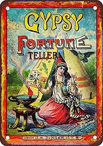 8 x 12 Metal Tin Sign Gypsy Fortune Teller Vintage Look Reproduction Wall Decor