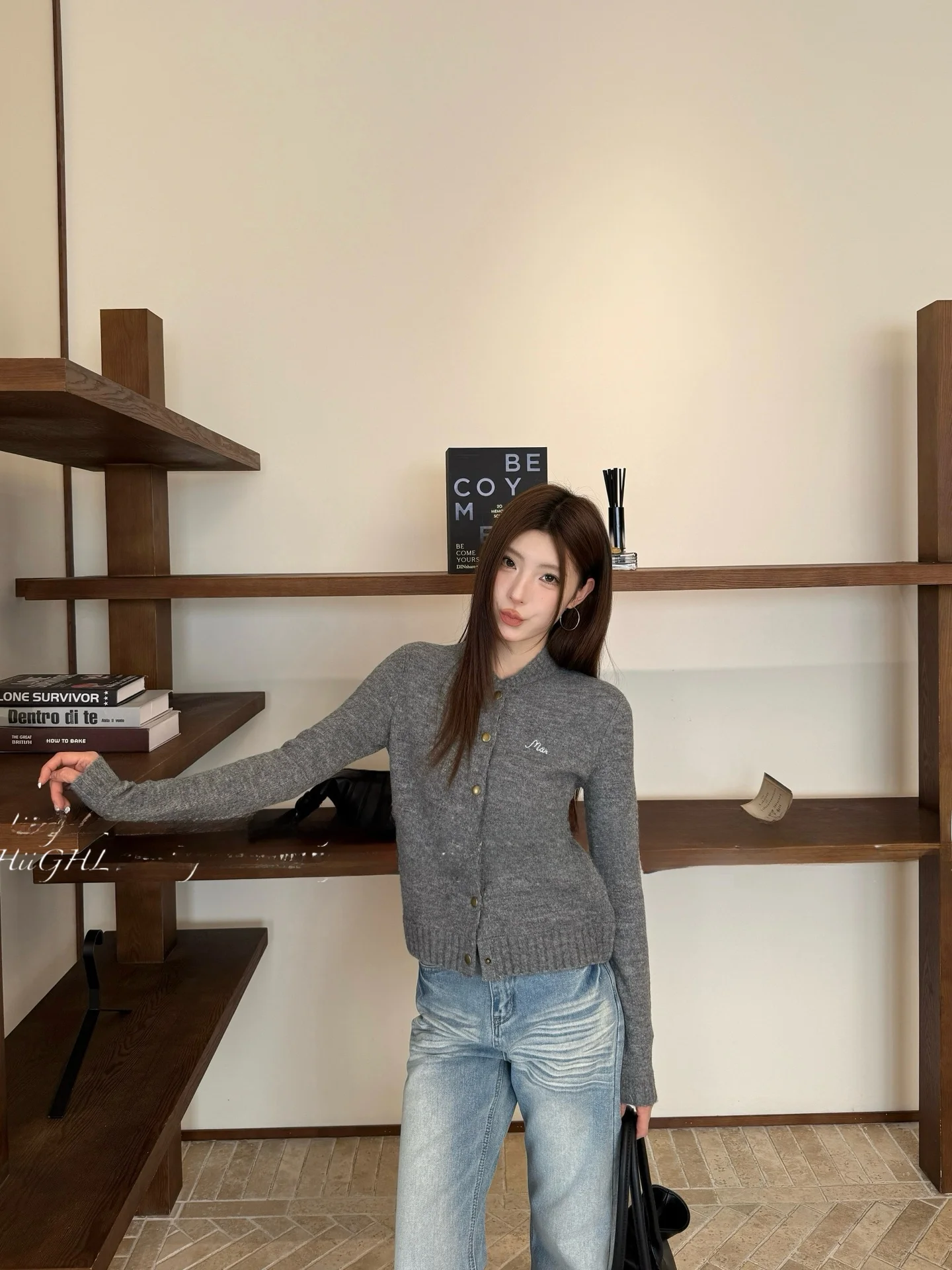 

Женский шерстяной кардиган Highlymarche с длинными рукавами, приталенный, цветной, модный, универсальный, верхняя одежда