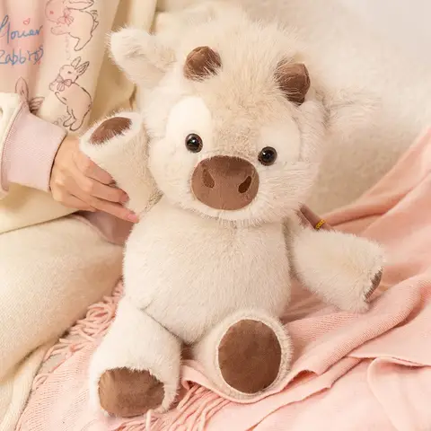 Kawaii Highland Cattle Plush Toy Huggable Running Cow Stuffed Animal Premium Soft Fabric Birthday Xmas Toys Companion Gift